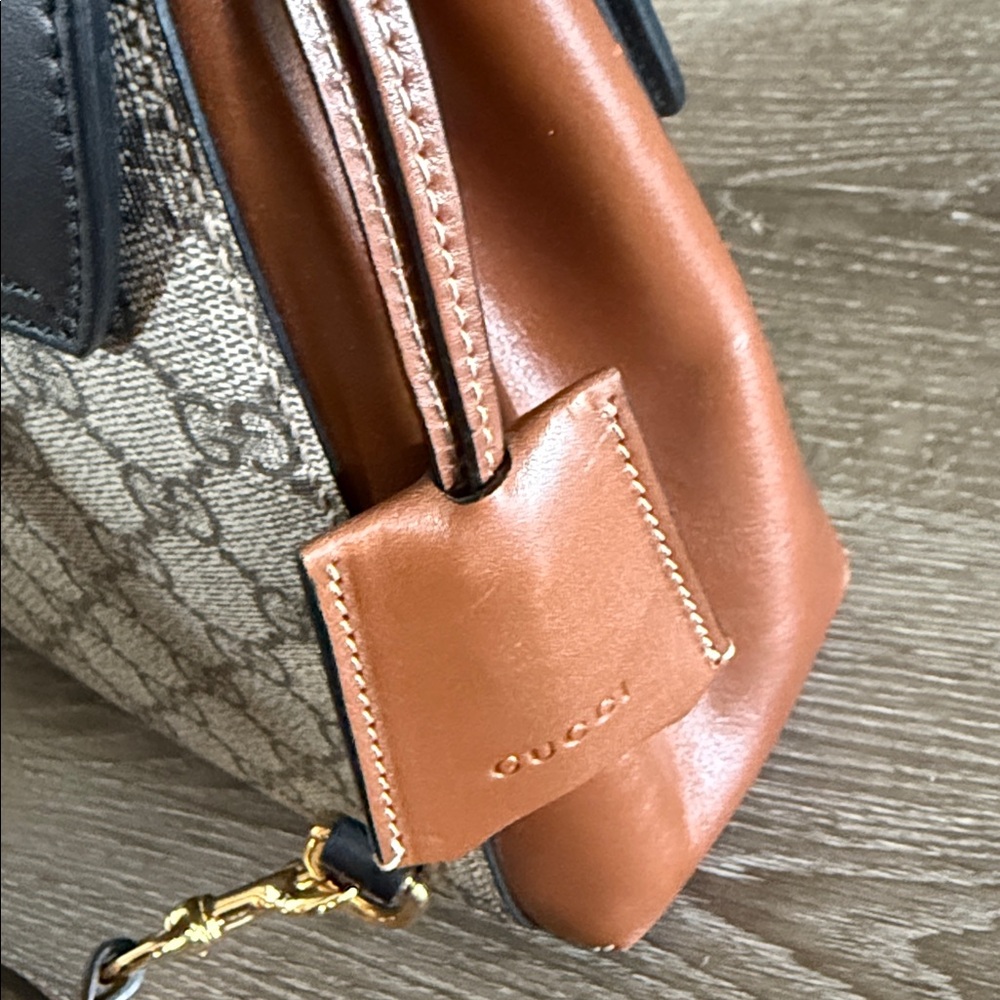 Gucci GG Supreme Canvas & Leather Padlock Backpack - Picture 13 of 14